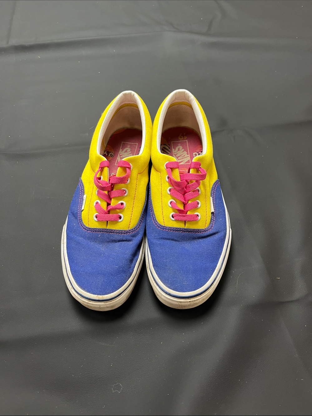 Vans Two-Tone Canvas Sneakers in Yellow, Blue & Pink